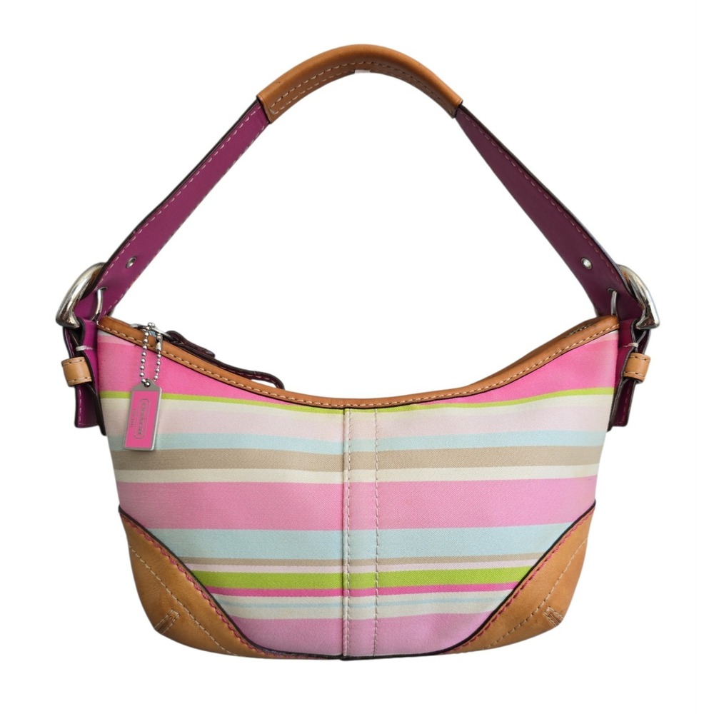 Vintage Coach Y2K '05 Soho Hampton Striped Hobo Bag no. 1884 buckle pink EUC
